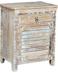 30" White Solid Wood Distressed One Drawer Nightstand