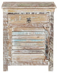 30" White Solid Wood Distressed One Drawer Nightstand