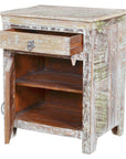 30" White Solid Wood Distressed One Drawer Nightstand