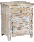 30" White Solid Wood Distressed One Drawer Nightstand