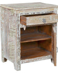 30" White Solid Wood Distressed One Drawer Nightstand