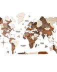 47" X 79" Brown and Beige Wood World Map Hanging Dimensional Sculpture