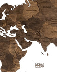 47" X 79" Dark Brown World Map Hanging Dimensional Sculpture