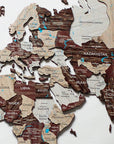 47" X 79" Brown And Beige World Map Hanging Dimensional Sculpture