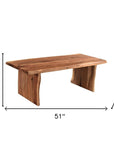51" Brown Solid Wood Sled Coffee Table