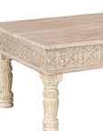 51" White Solid Wood Distressed Coffee Table