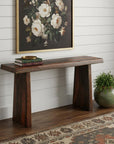 60" Dark Brown Solid Wood Frame Console Table