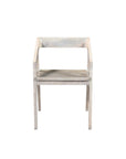 White Solid Wood Open Back Dining Arm Chair