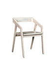White Solid Wood Open Back Dining Arm Chair