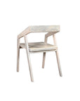 White Solid Wood Open Back Dining Arm Chair
