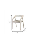 White Solid Wood Open Back Dining Arm Chair