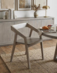 White Solid Wood Open Back Dining Arm Chair