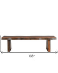 68" Dark Brown Solid Wood Dining Bench