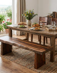 68" Dark Brown Solid Wood Dining Bench