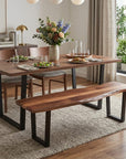 66" Brown And Black Solid Wood Dining bench