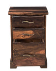 30" Dark Brown Solid Wood Three Drawer Live Edge Filing Cabinet