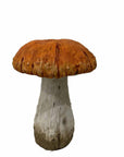 15" Orange And White Polyresin Mushroom Outdoor Statue