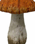 15" Orange And White Polyresin Mushroom Outdoor Statue