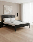 Three Piece Black Solid Wood Bedroom Set