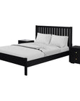 Three Piece Black Solid Wood Bedroom Set