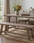 60" Natural Distressed Solid Wood Dining Bench