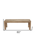 60" Natural Distressed Solid Wood Dining Bench