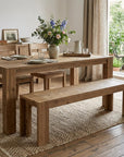 58" Natural Distressed Solid Wood Dining Bench