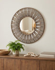 32" Brown Round Accent Mirror