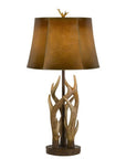 33" Brown Antlers Table Lamp With Brown Drum Shade