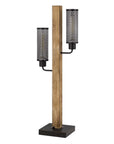 32" Gray Metal Two Light Table Lamp With Black Novelty Shade