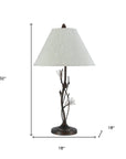 32" Rust Metal Table Lamp With Gray Empire Shade