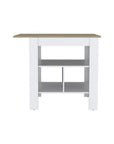 35" Natural and White Wood Kitchen Island With Storage