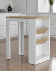 36" Natural and White Wood Kitchen Island With Storage