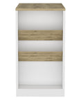 36" Natural and White Wood Kitchen Island With Storage