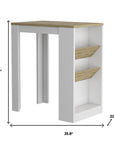 36" Natural and White Wood Kitchen Island With Storage