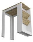 36" Natural and White Wood Kitchen Island With Storage
