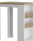 36" Natural and White Wood Kitchen Island With Storage