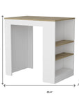 36" Oak and White Wood Kitchen Island With Storage