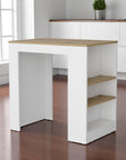 36" Oak and White Wood Kitchen Island With Storage