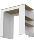 36" Oak and White Wood Kitchen Island With Storage