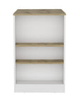 36" Oak and White Wood Kitchen Island With Storage