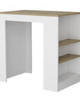 36" Oak and White Wood Kitchen Island With Storage