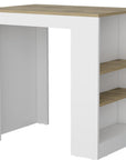 36" Oak and White Wood Kitchen Island With Storage