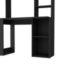 58" Black Wood Computer Desk With Hutch