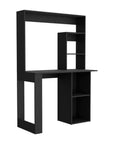 58" Black Wood Computer Desk With Hutch