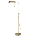 57" Brass Adjustable Traditional Shaped Floor Lamp With Bronze Square Shade