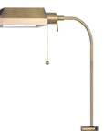 57" Brass Adjustable Traditional Shaped Floor Lamp With Bronze Square Shade