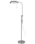57" Nickel Adjustable Traditional Shaped Floor Lamp With Nickel Square Shade