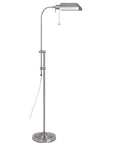 57" Nickel Adjustable Traditional Shaped Floor Lamp With Nickel Square Shade