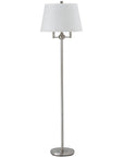 62" Nickel Four Light Traditional Shaped Floor Lamp With White Square Shade